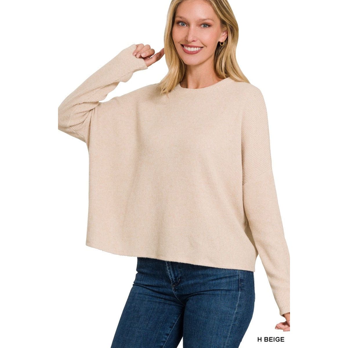 Ribbed Dolman Long Sleeve Sweater