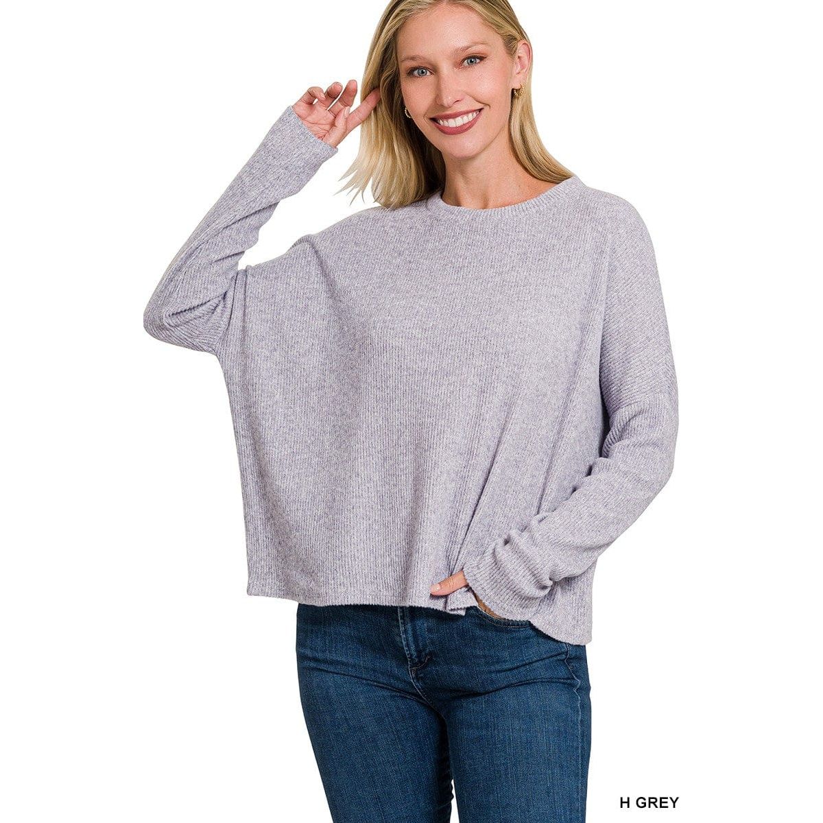 Ribbed Dolman Long Sleeve Sweater