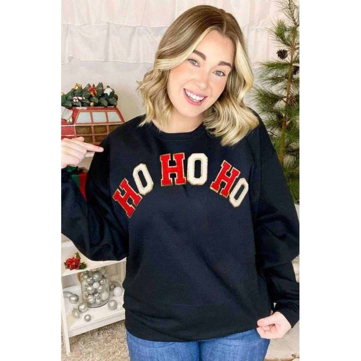 Ho ho ho chenille sweatshirt