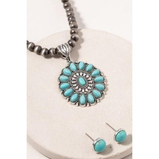 Navajo Necklace Natural Stone Necklace and Earrings