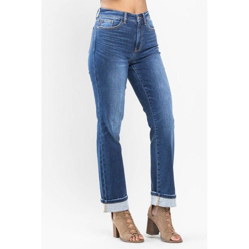 Judy Blue High Waist Contrast Wash Thermal Straight