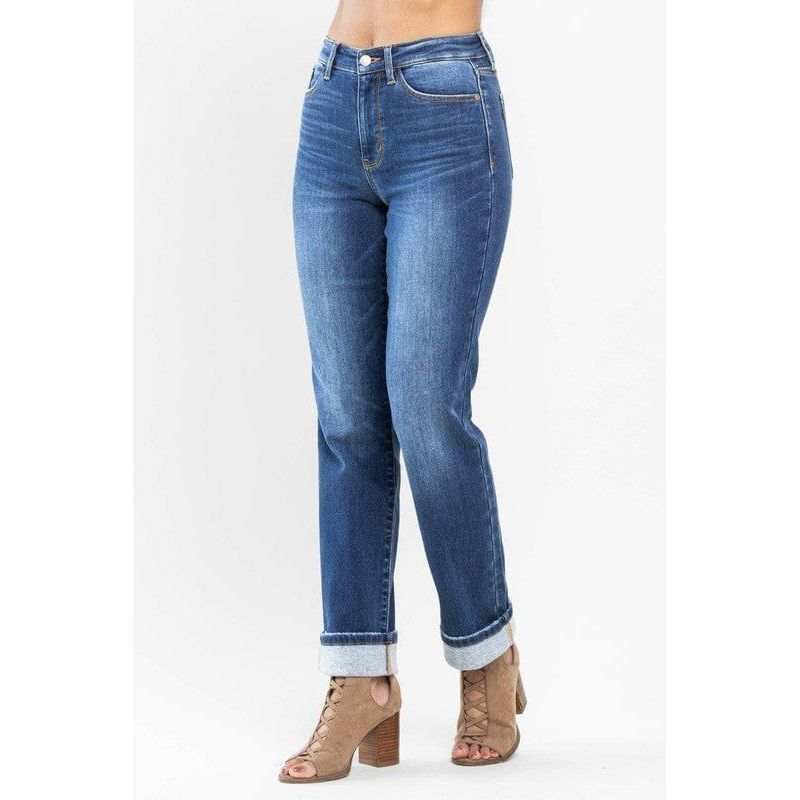 Judy Blue High Waist Contrast Wash Thermal Straight