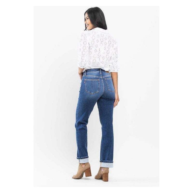 Judy Blue High Waist Contrast Wash Thermal Straight