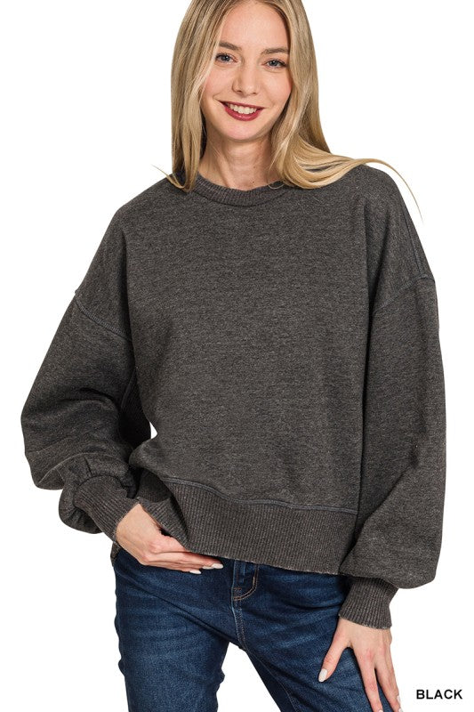 Acid Wash Fleece Oversized Pullover