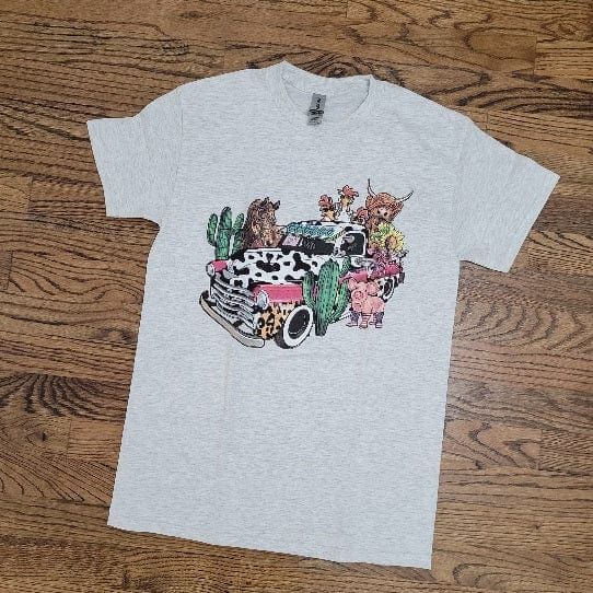 Truck farm animals tee