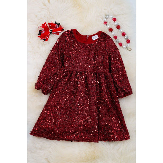 Beautiful Burgundy Sequins Dress.