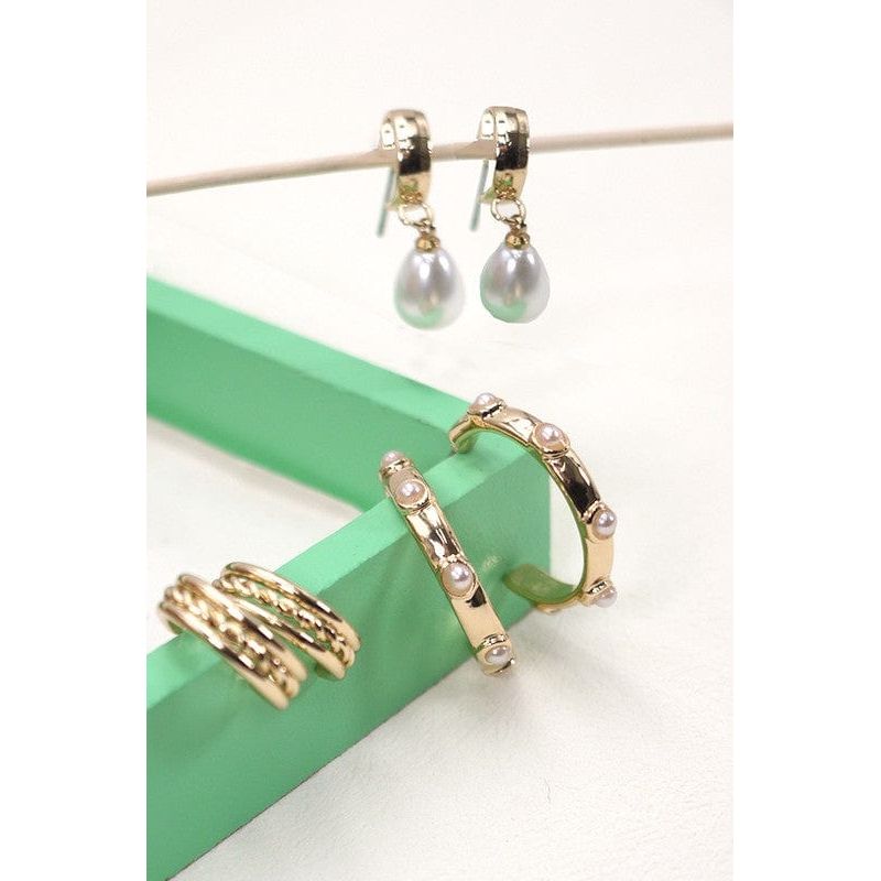 Trio Hoop Pearl Earringstrio Hoop Pearl Earrings