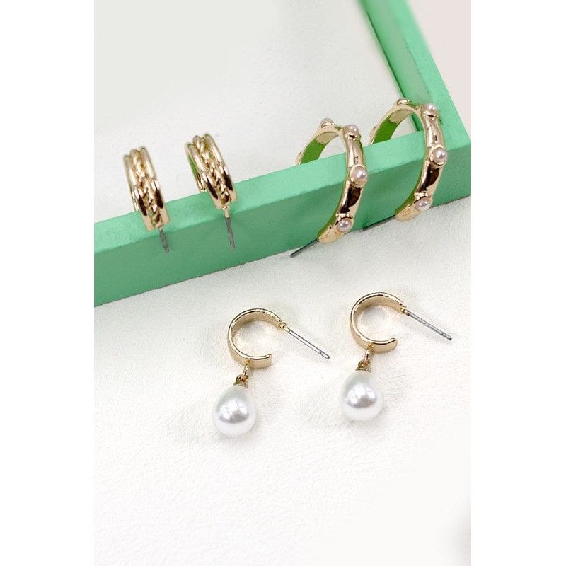 Trio Hoop Pearl Earringstrio Hoop Pearl Earrings