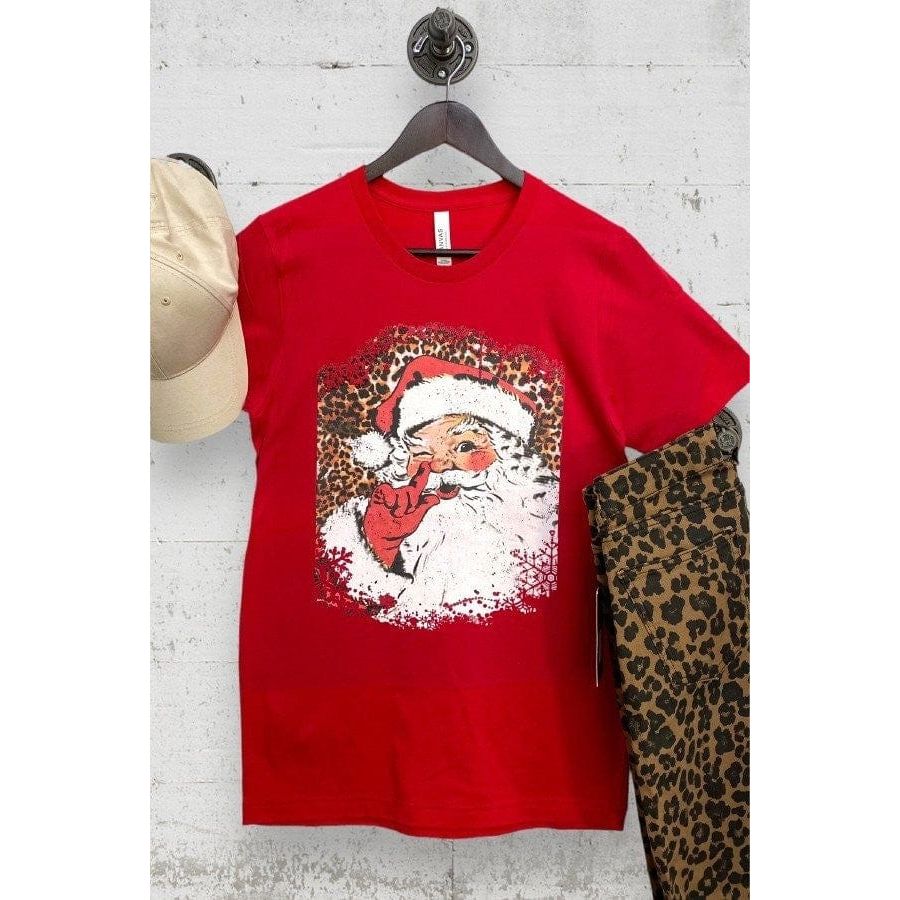 Leopard Print Back Secret Santa T-Shirt