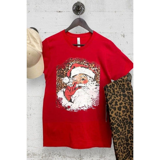 Leopard Print Back Secret Santa T-Shirt