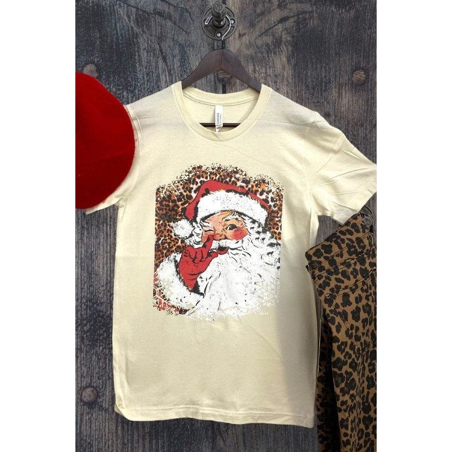 Leopard Print Back Secret Santa T-Shirt