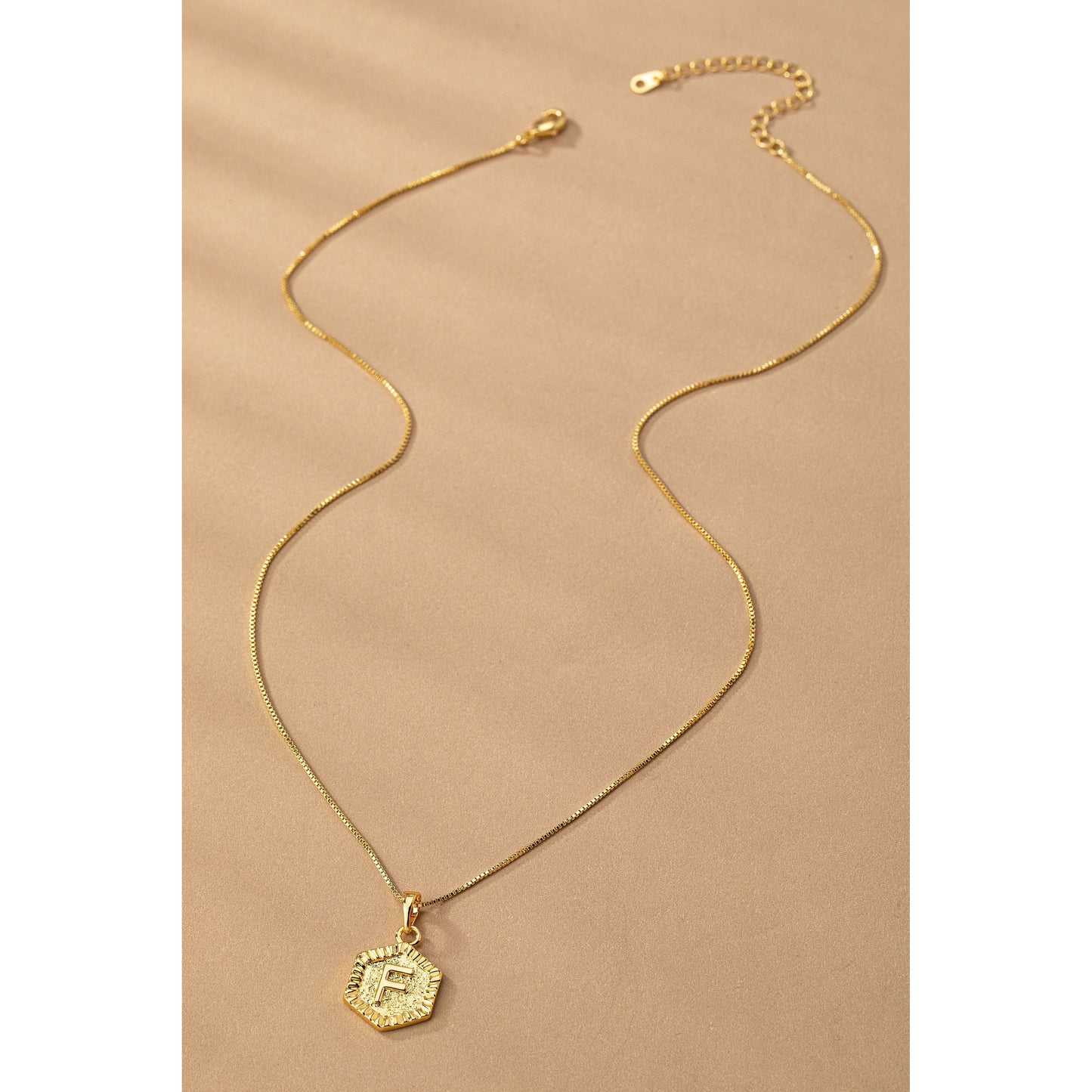 Water Proof Hexagon Brass Initial Letter Pendant