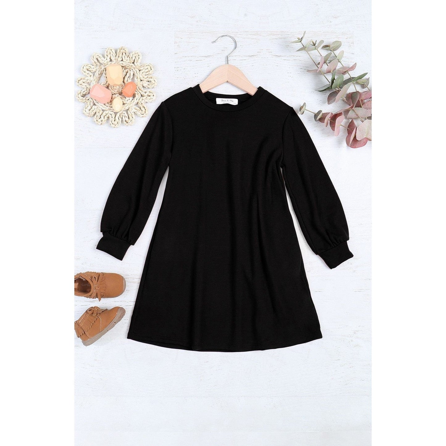 Kids Long Puff Sleeve French Terry Dress