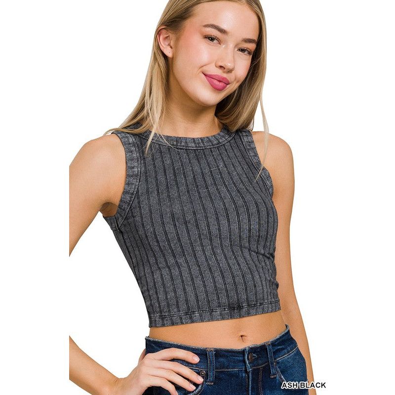 Ribbed Sleeveless Cropped Tank Top