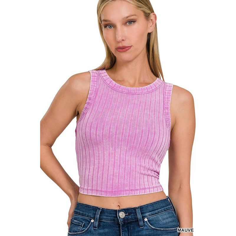 Ribbed Sleeveless Cropped Tank Top