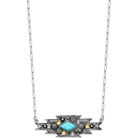 Western Gemstone Rhinestone Aztec Bar Necklace