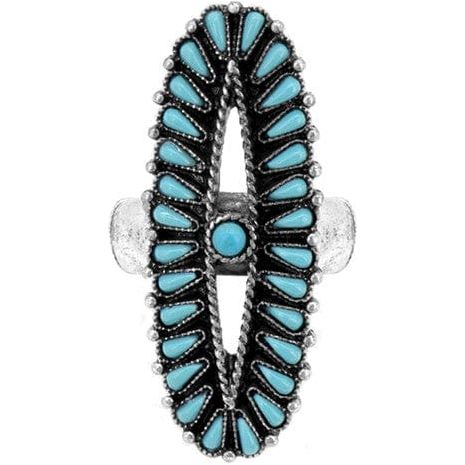 Western Gemstone Concho Flower Stretch Ring