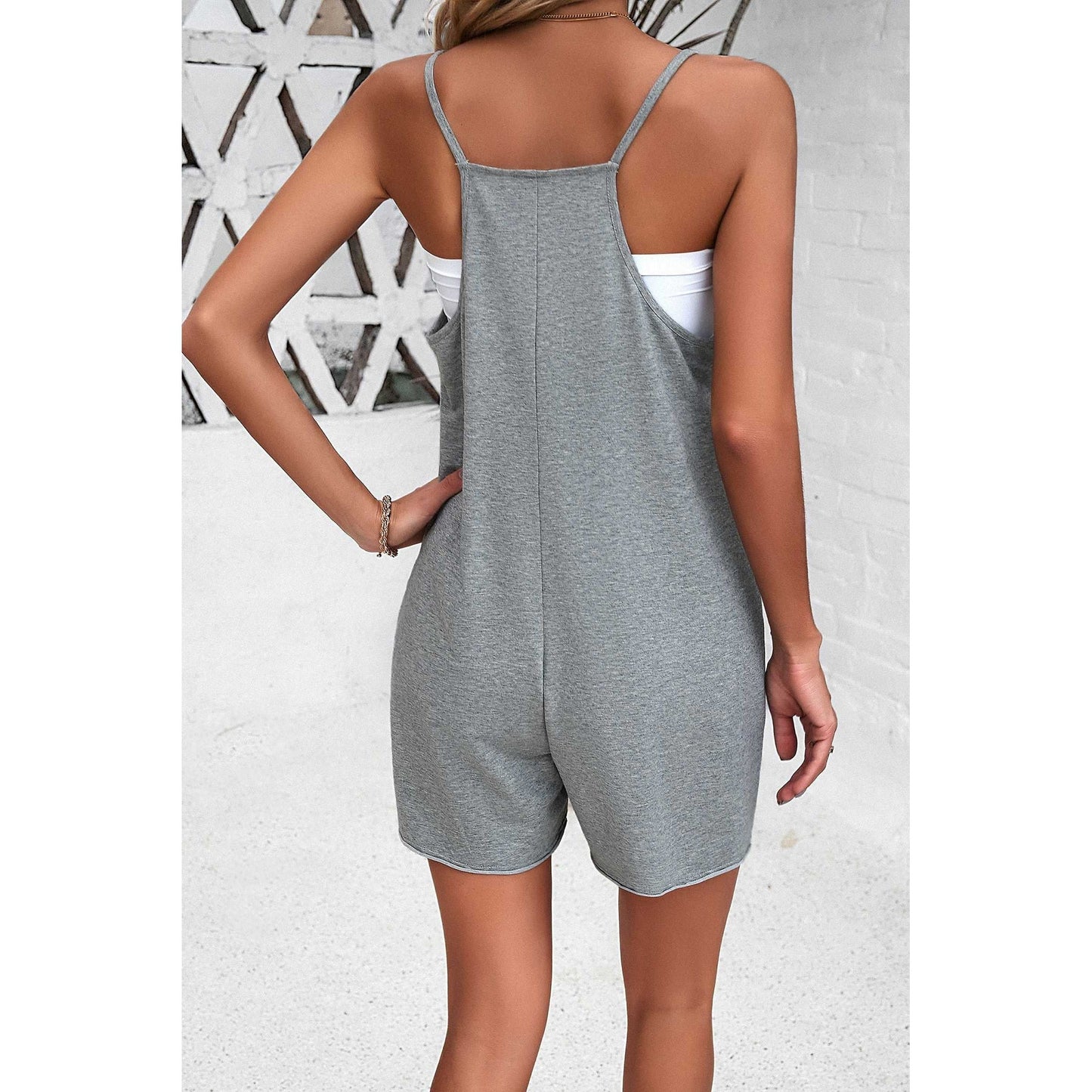 Spaghetti Strap Romper with Pocket