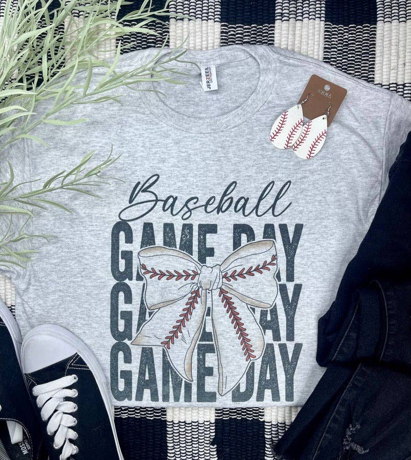 Baseball Game Day Bow (T-Shirt)