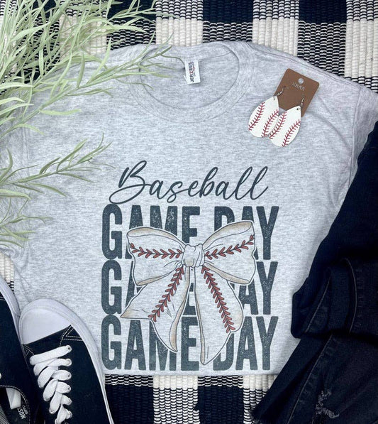 Baseball Game Day Bow (T-Shirt)