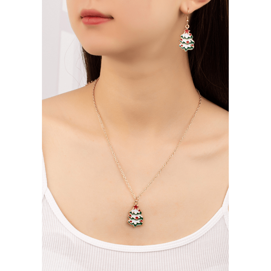 Christmas tree necklace and earrings