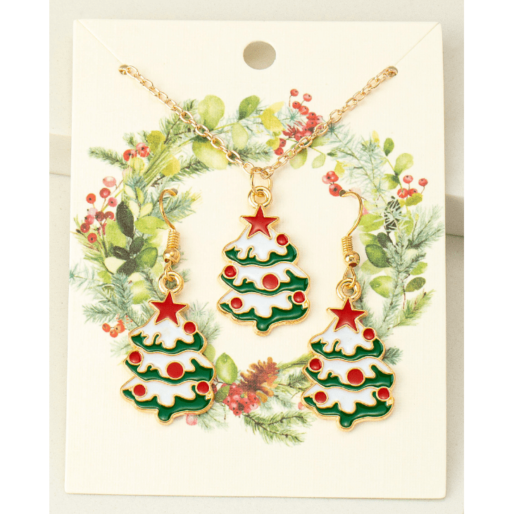 Christmas tree necklace and earrings