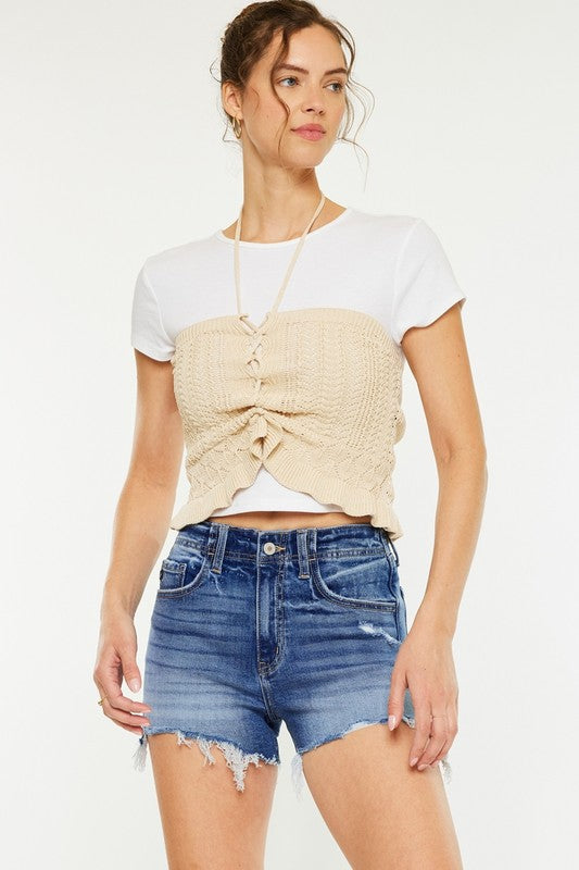 KanCan High Rise Denim Shorts