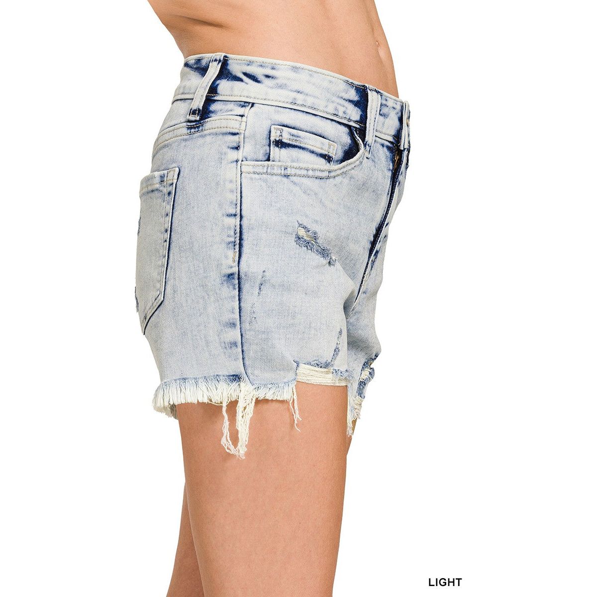 Acid Washed Distressed Hem Short