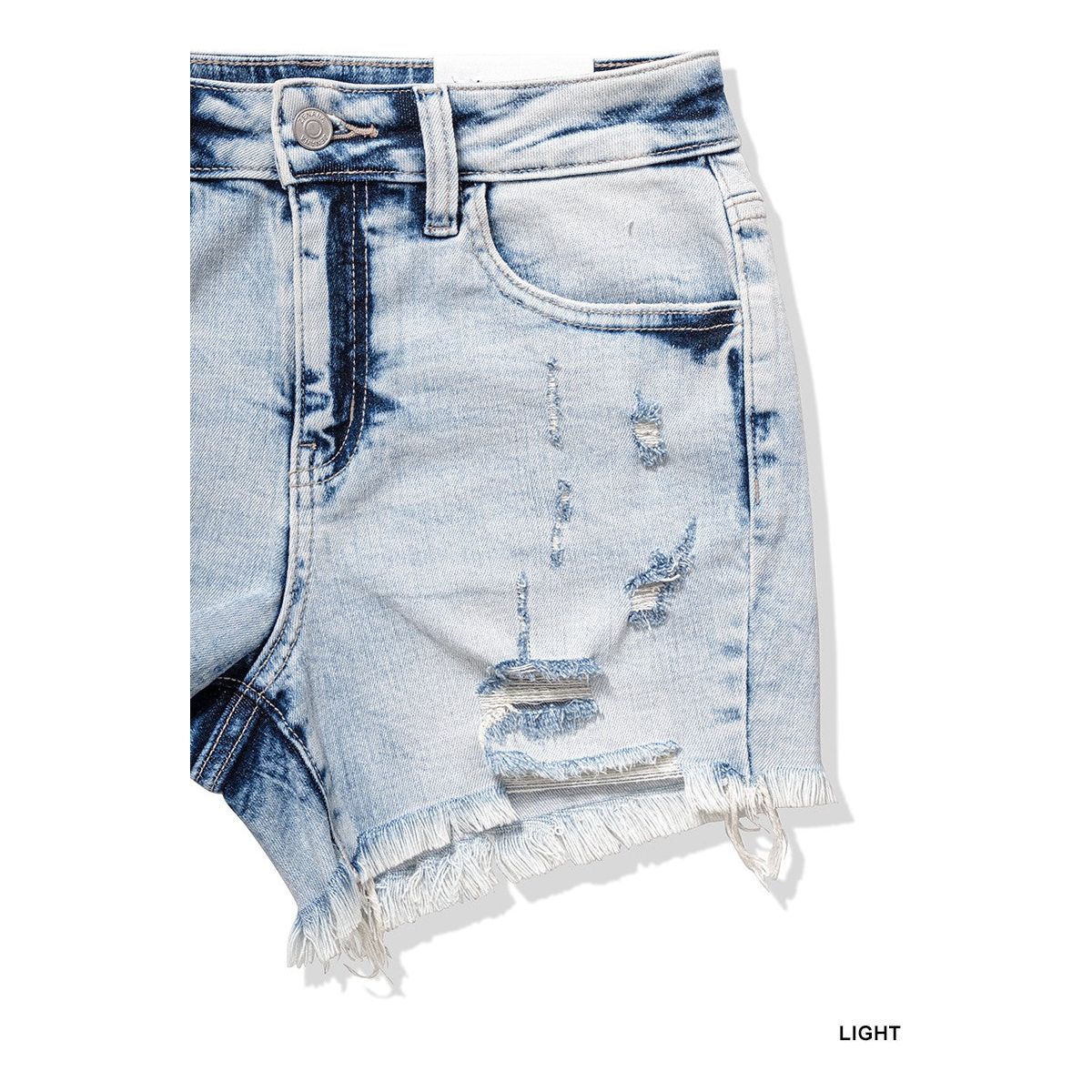 Acid Washed Distressed Hem Short