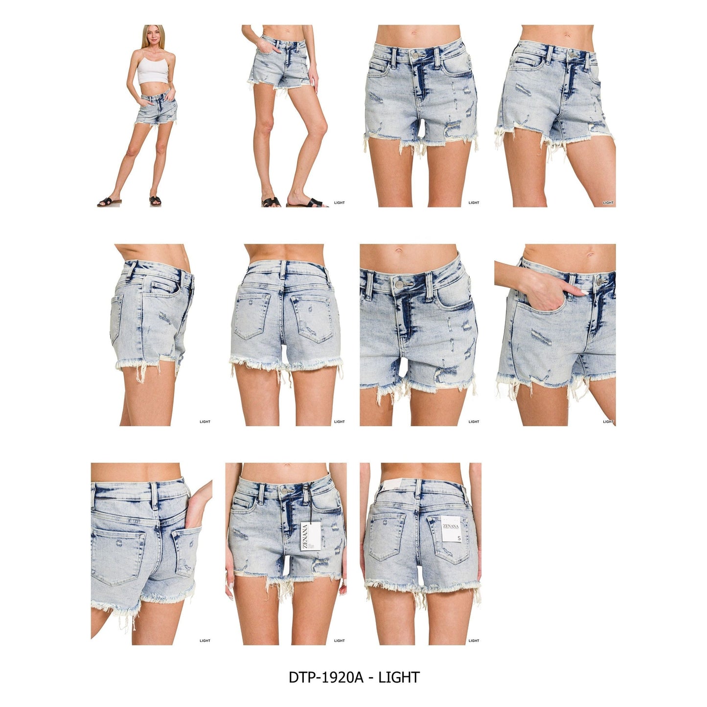 Acid Washed Distressed Hem Short