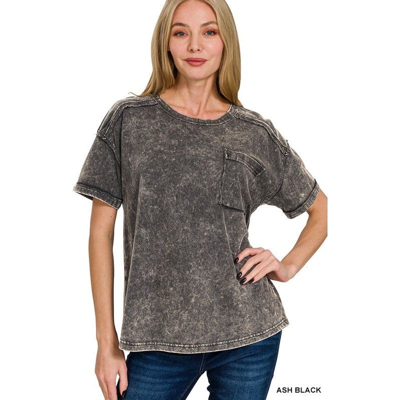 Acid Washed Round Neck T-shirt