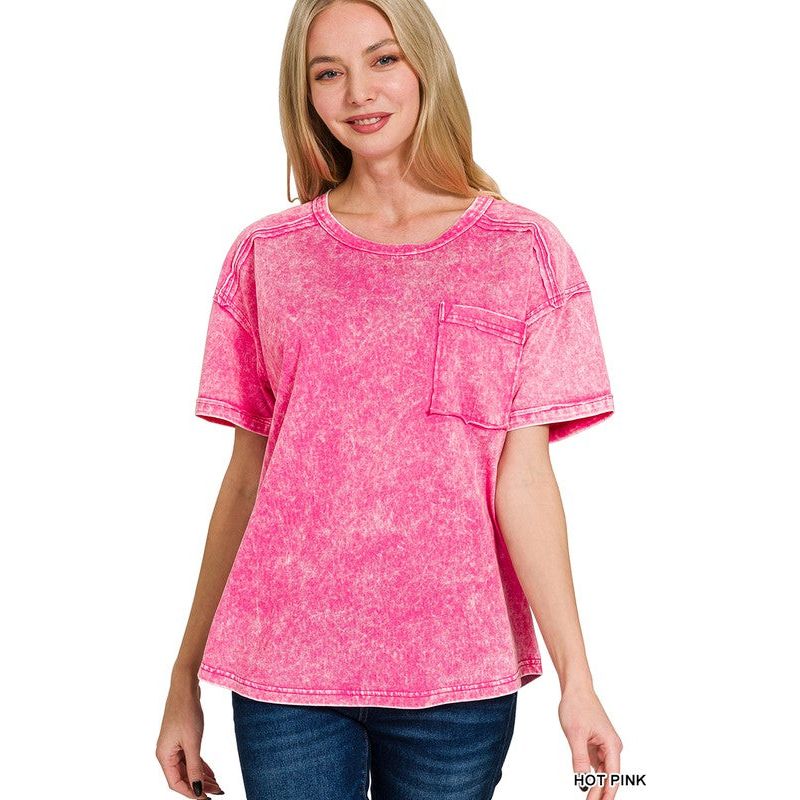 Acid Washed Round Neck T-shirt