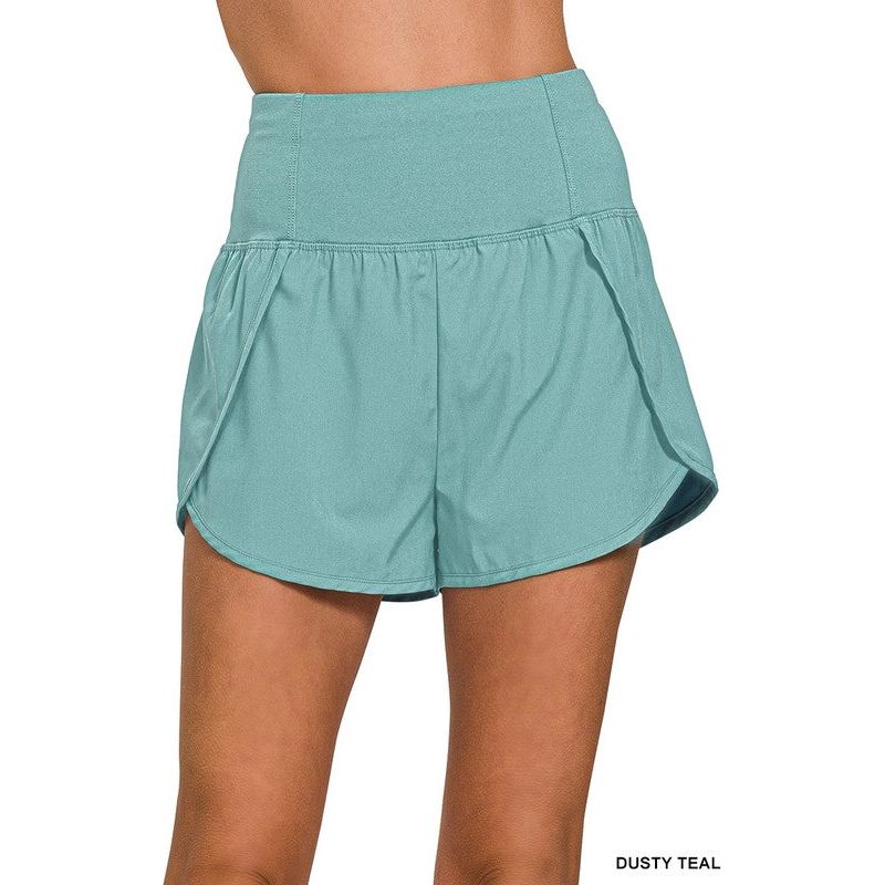 HIGH WAISTED ZIPPERED BACK POCKET RUNNING SHORTS
