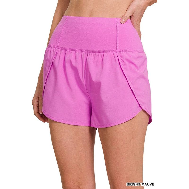 HIGH WAISTED ZIPPERED BACK POCKET RUNNING SHORTS