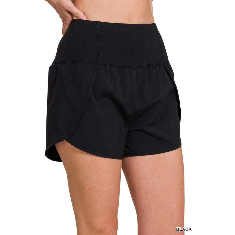 HIGH WAISTED ZIPPERED BACK POCKET RUNNING SHORTS