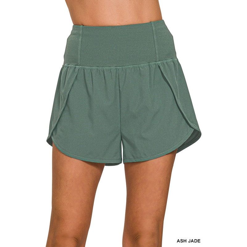 HIGH WAISTED ZIPPERED BACK POCKET RUNNING SHORTS