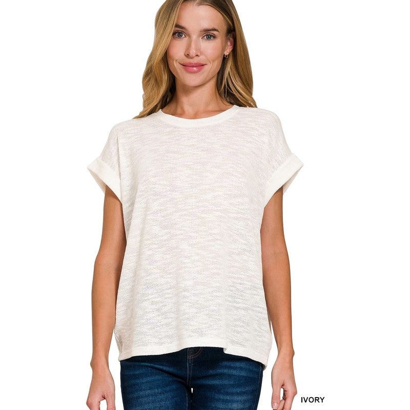 Hacci Slub Rolled Up Sleeve Tee