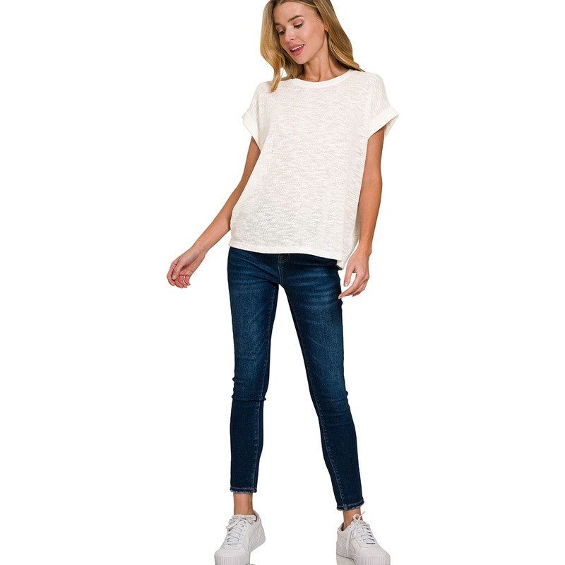 Hacci Slub Rolled Up Sleeve Tee