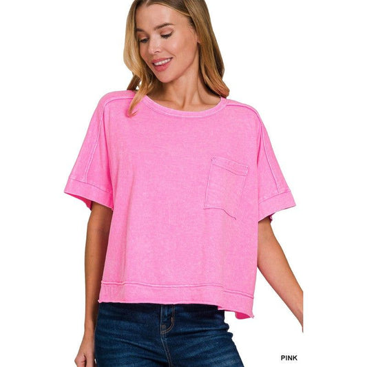 Halo Snow Washed Oversized Crop Box Tee