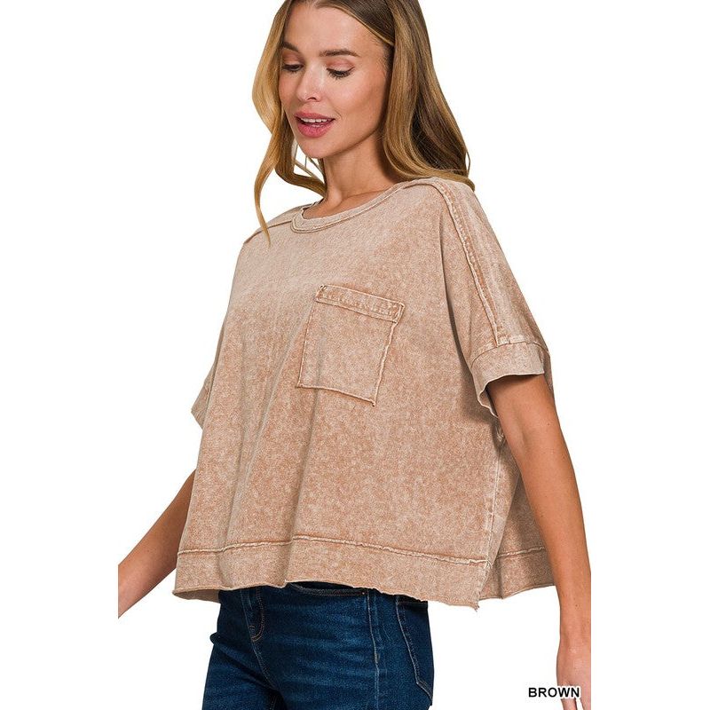 Halo Snow Washed Oversized Crop Box Tee