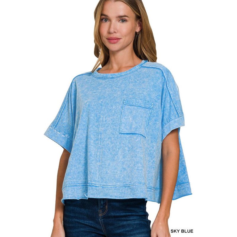 Halo Snow Washed Oversized Crop Box Tee