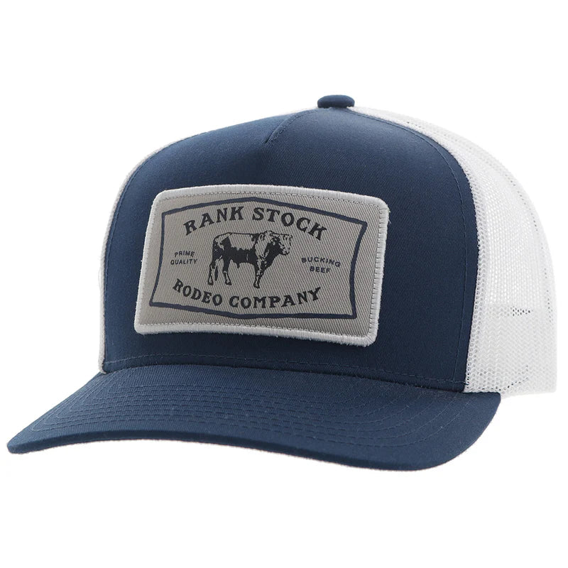 Rank Stock Hooey Tan / Black 5-Panel Trucker with White / Black Rectangle Patch -