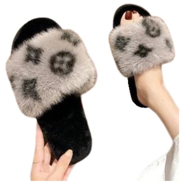 Women monogram fluffy comfy slipper