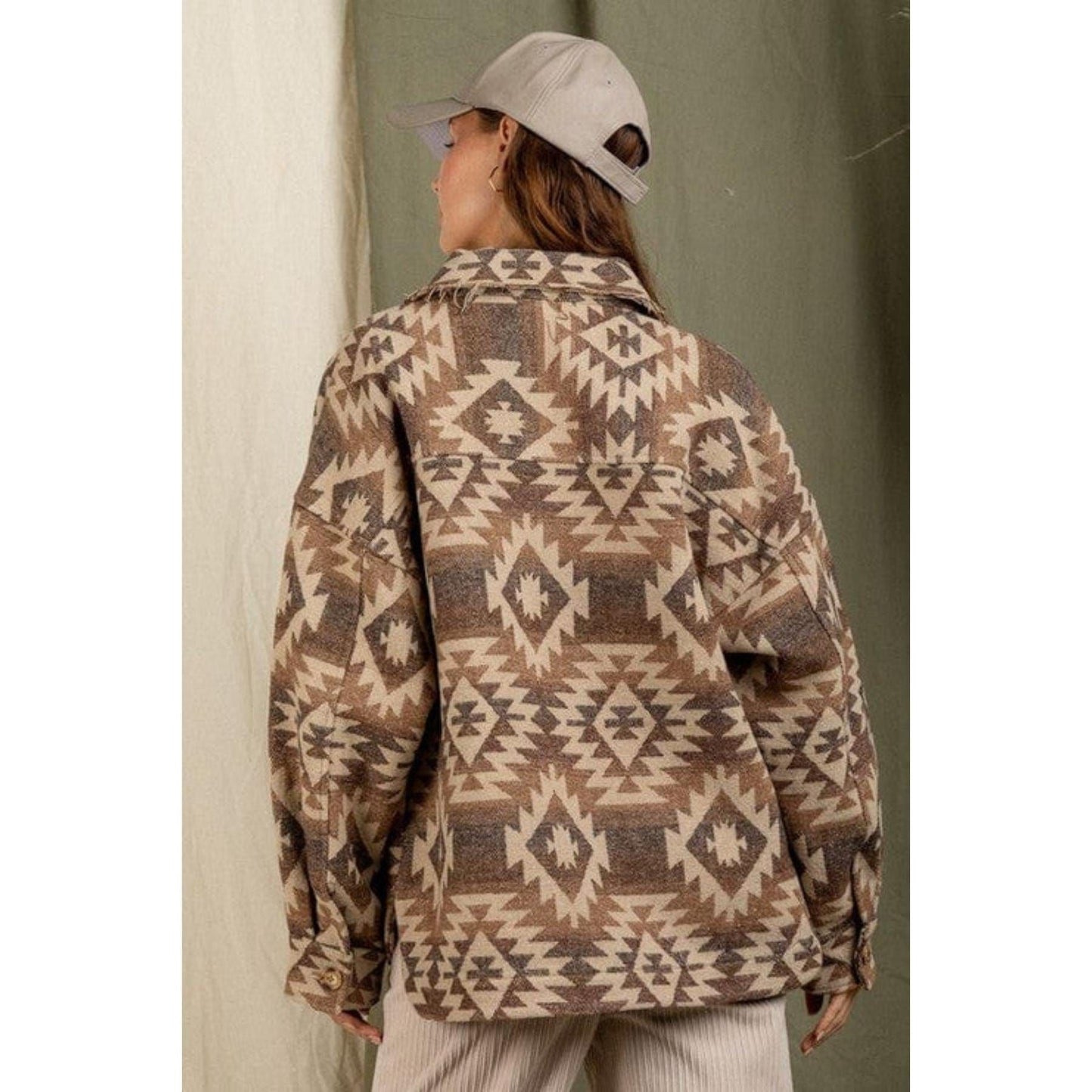 Aztec Pattern Collared Casual Jacket