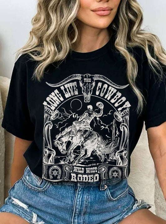 LONG LIVE THE COWBOY WILD WEST RODEO GRAPHIC TSHIRT