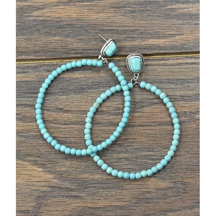 Turquoise hoop post earrings