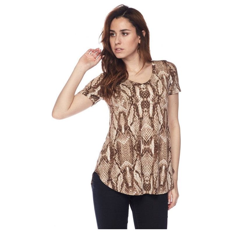 Round Hem Snake Print Tunic Top