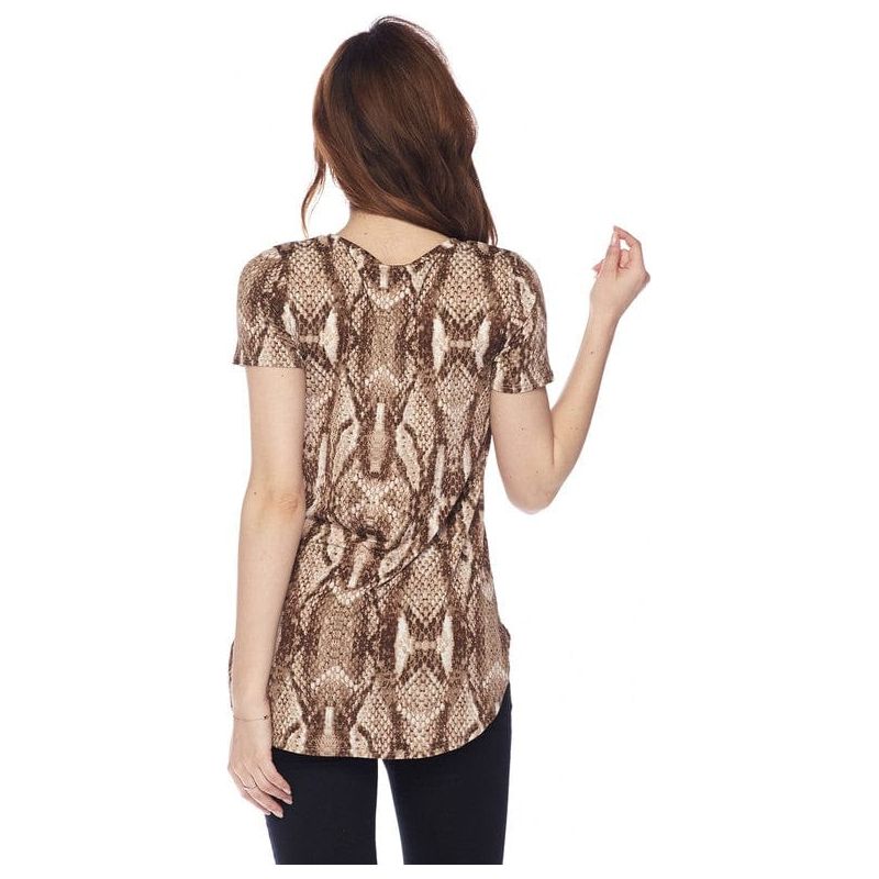 Round Hem Snake Print Tunic Top
