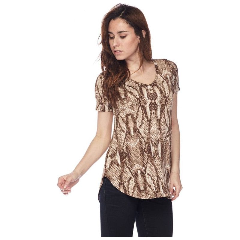 Round Hem Snake Print Tunic Top