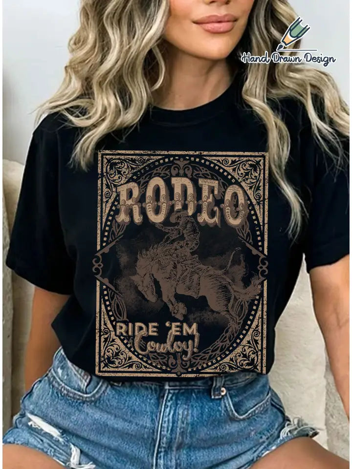 Rodeo Cowboy Hand Drawn T-shirt